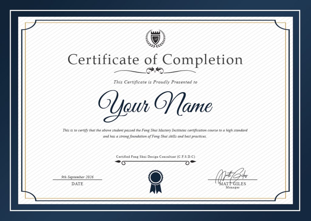 feng shui certificate